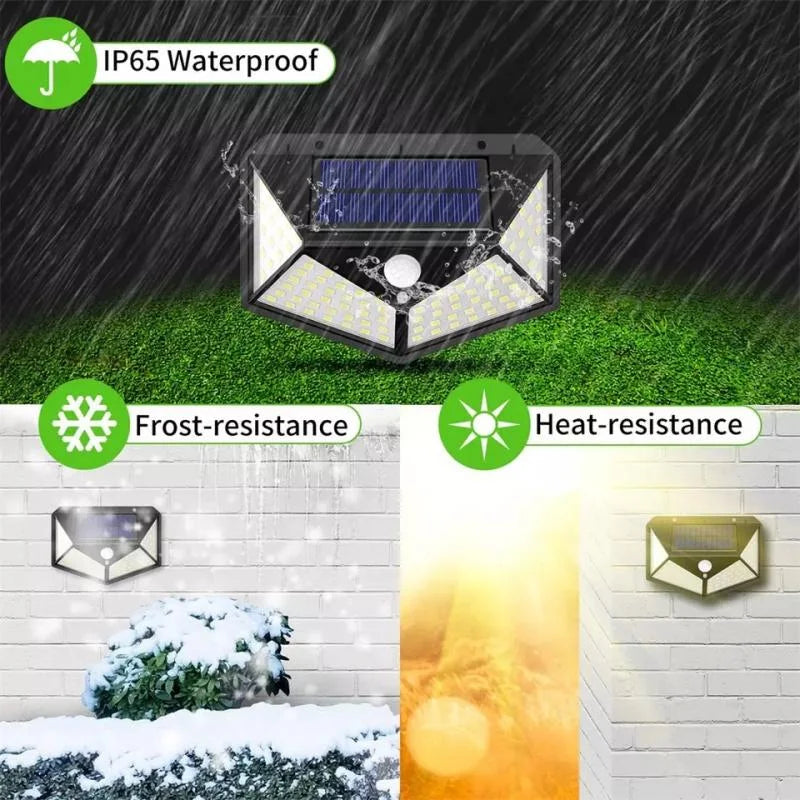 100 LED Solar Wall Lights Waterproof Outdoor Solar Lamp Wireless Solar Powered Sunlight Street Light for Garden Decoration